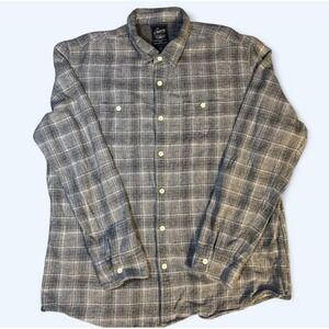 Grayers‎ Heritage Flannels XXL Gray Plaid Button Down Shirt 100% Cotton